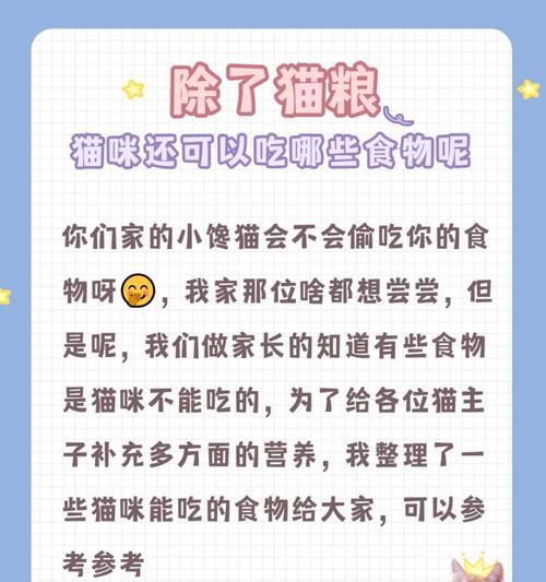 除了猫粮，还有哪些食物适合猫咪？