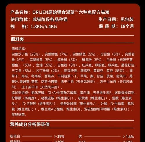 自制猫粮配料表应包含哪些元素？